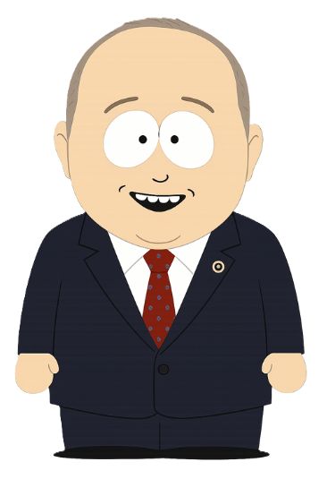 South Park-style Russell Fry character